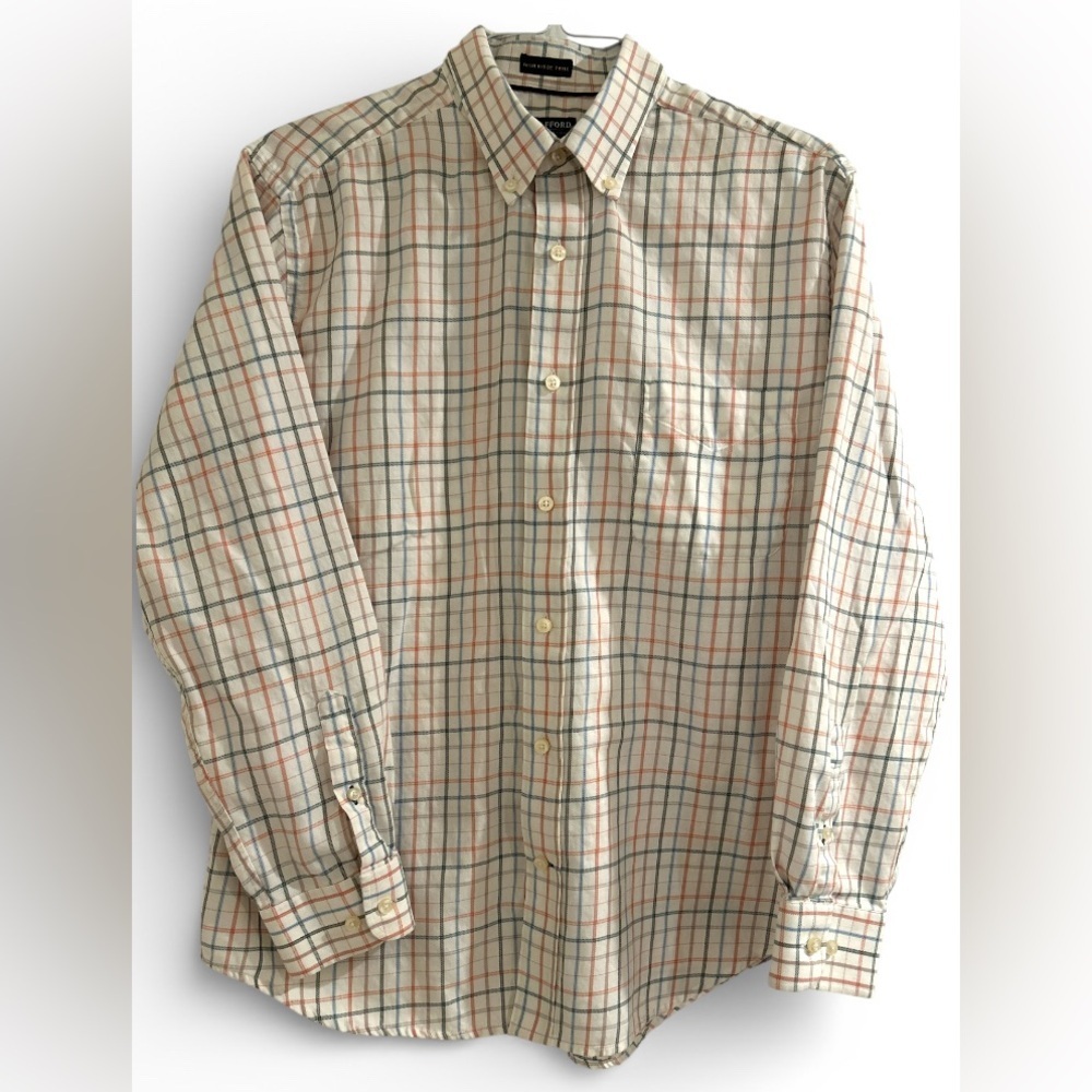 Stafford Signature High Ridge Twill Men’s Cotton Button Down Shirt Size Large